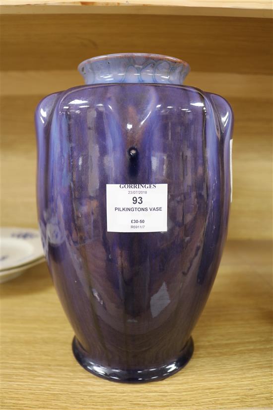 A Pilkingtons Royal Lancastrian dark blue glazed vase, pattern number 2090